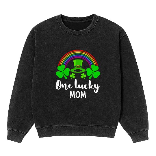 One Lucky Mom St Patrick's Day Mineral Wash Sweatshirts
