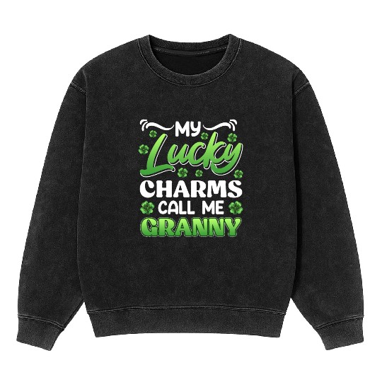 My Lucky Charms Call me Granny Grandma Mineral Wash Sweatshirts
