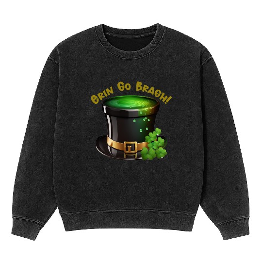 Get Lucky with this 'Erin go Bragh' Top Hat Design Mineral Wash Sweatshirts