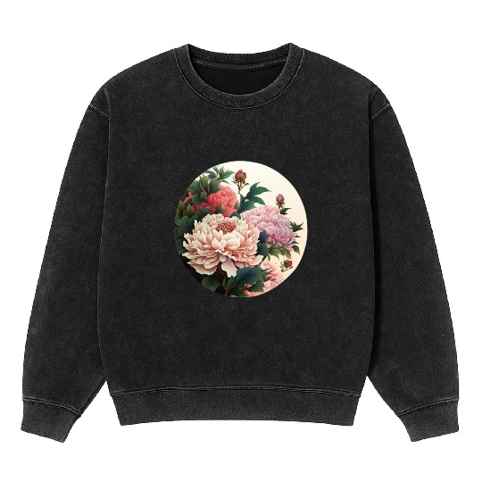 Peony flowers Mineral Wash Sweatshirts