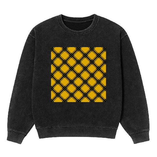 Tartan Touch A Yellow and Black Pattern Mineral Wash Sweatshirts