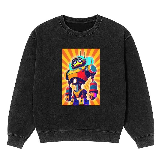 super hero cartoon iron man robot Mineral Wash Sweatshirts