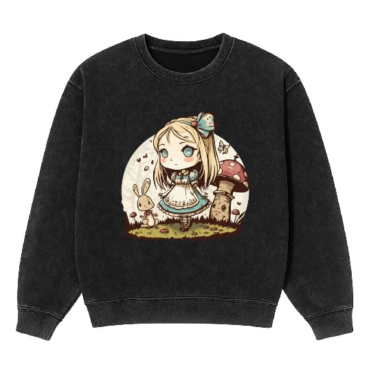 Chibi in Wonderland Mineral Wash Sweatshirts