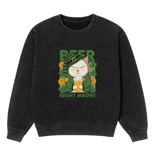 Beer Right Meow Mineral Wash Sweatshirts
