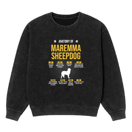 Anatomy Of Maremma Sheepdog Funny Dog Lover Gift Mineral Wash Sweatshirts