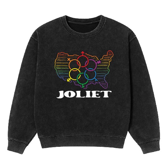 Joliet Pride Month Pride Flag LGBT Community LGBTQ Mineral Wash Sweatshirts