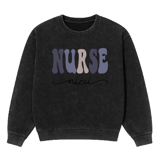 NICU Nurse Neonatal Baby Nurse Squad Purple Design Mineral Wash Sweatshirts