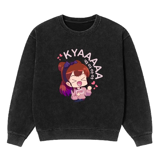 Kyaa Funny KPOP Anime Chibi Korean Pop Music Mineral Wash Sweatshirts