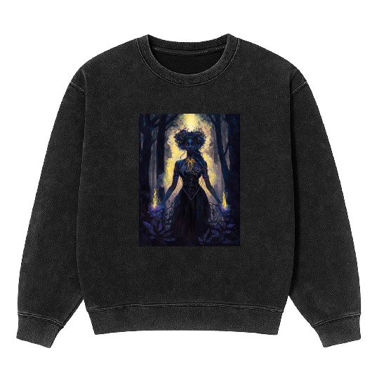 Black Nature Goddess - African American, Woodland Mineral Wash Sweatshirts