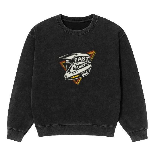 Fast & Dirty Bike Helmet Motocross Biker Mineral Wash Sweatshirts