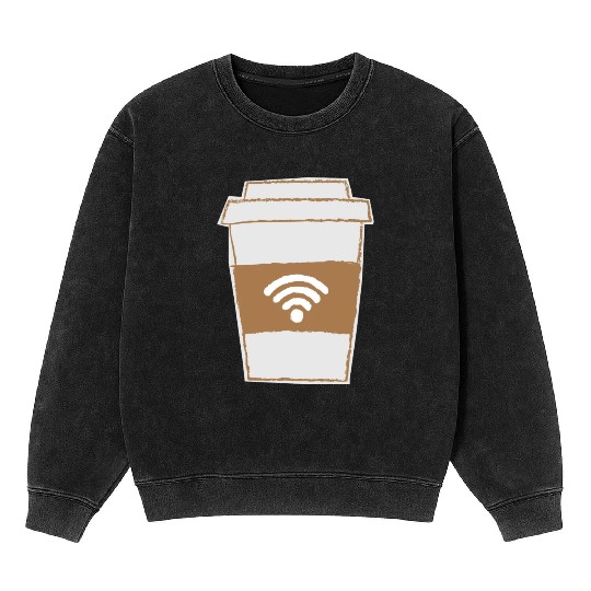 Coffee Wifi Mineral Wash Sweatshirts