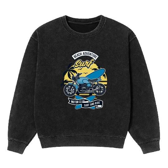 Motorcycle Bike Surf Mineral Wash Sweatshirts