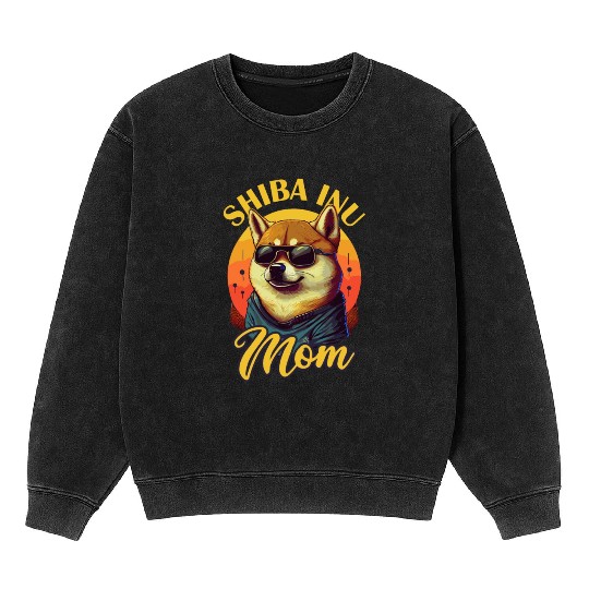 Retro Shiba Inu Mom Funny Dog Pet Owner Mineral Wash Sweatshirts
