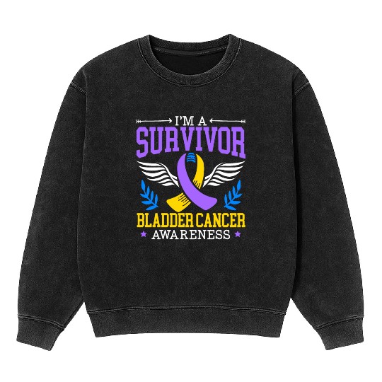 Bladder Cancer Survivor Bladder Cancer Awareness Mineral Wash Sweatshirts