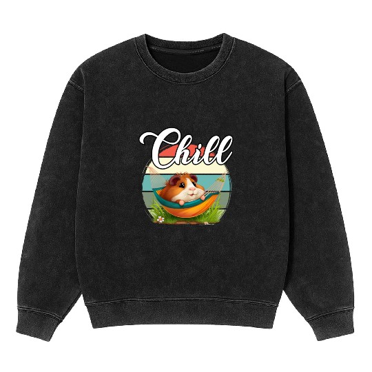 Guinea Pig Chill Relaxing for a Guinea pig Lover Mineral Wash Sweatshirts