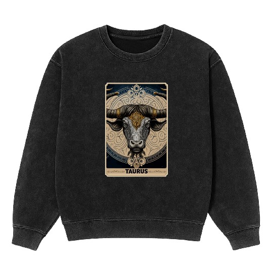 Taurus Astrology Starsign Zodiac Tarot Card Witch Mineral Wash Sweatshirts