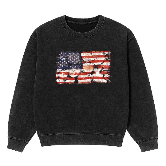 The Usa Flag Tree Trunks America Patriotism Mineral Wash Sweatshirts