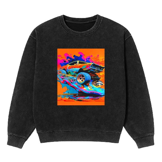 Car Muscle Car Vintage Retro muscle car Mineral Wash Sweatshirts