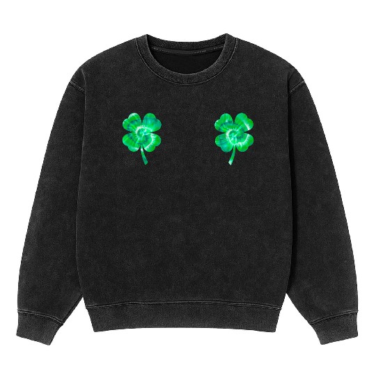 Shamrock Boobs Tie Dye Irish Boobies St Patricks Mineral Wash Sweatshirts