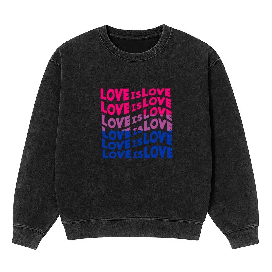 Love Is Love Bisexual Mineral Wash Sweatshirts