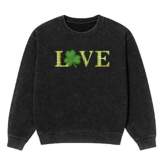 Plaid Shamrock Love design Mineral Wash Sweatshirts