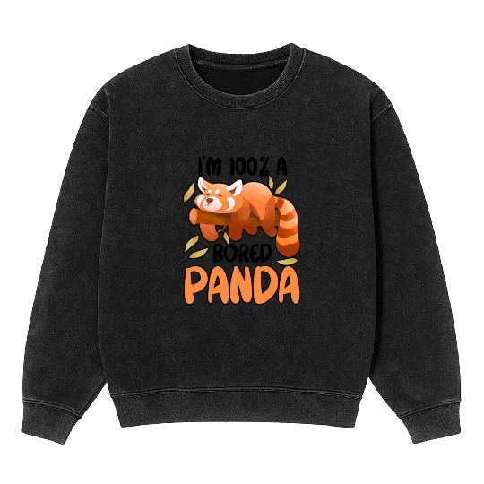 Red Panda Bored Cute Animal Lazy Animal Lover Mineral Wash Sweatshirts