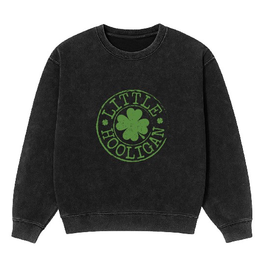 Little Hooligan Irish Clovers Kids Boy Girl St Pat Mineral Wash Sweatshirts