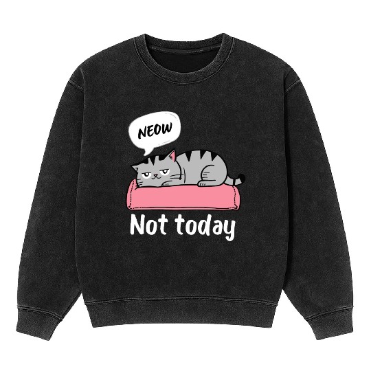 Funny Lazy Bored Cat | For Cat Mom Cat lovers Mineral Wash Sweatshirts