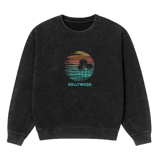 Hollywood California Cool Souvenir Vacation Mineral Wash Sweatshirts