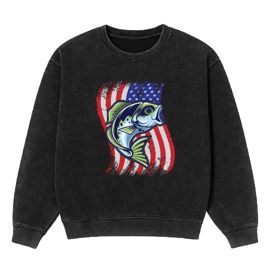 US Bass Fish Mineral Wash Sweatshirts
