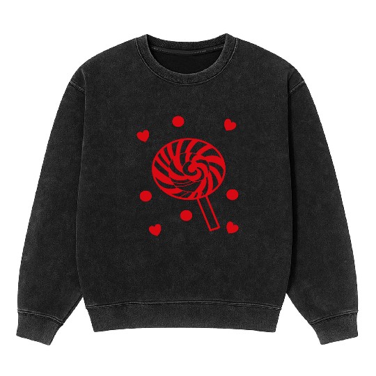 cute red candy sweet lollipop lover Mineral Wash Sweatshirts