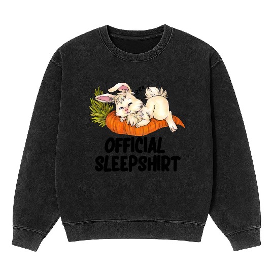 Sleep Mineral Wash Sweatshirts Sleeping Cute Bunny Chibi Rabbit