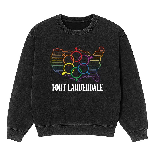 Fort Lauderdale Pride Month Pride Flag LGBT Commun Mineral Wash Sweatshirts