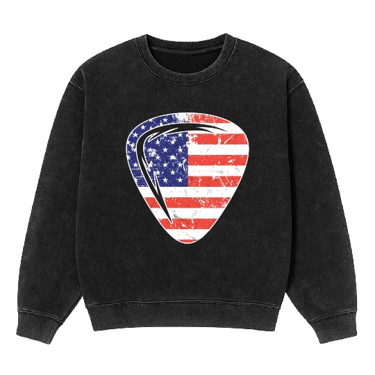 4th of July US Guitar Plectrum Mineral Wash Sweatshirts