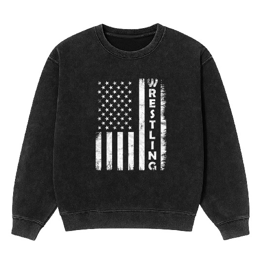 Wrestling Vintage Usa Flag Wrestling Mineral Wash Sweatshirts