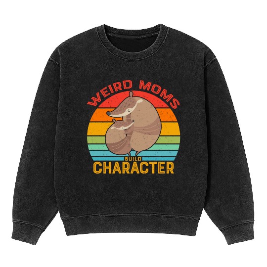 Vintage Weird Moms Build Character Armadillo Mineral Wash Sweatshirts