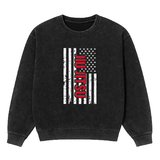 Patriotic Mma Bjj American Flag Jiu Jitsu Mineral Wash Sweatshirts
