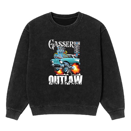 Gasser Outlaw Class Vintage Drag Racing Race Car Mineral Wash Sweatshirts