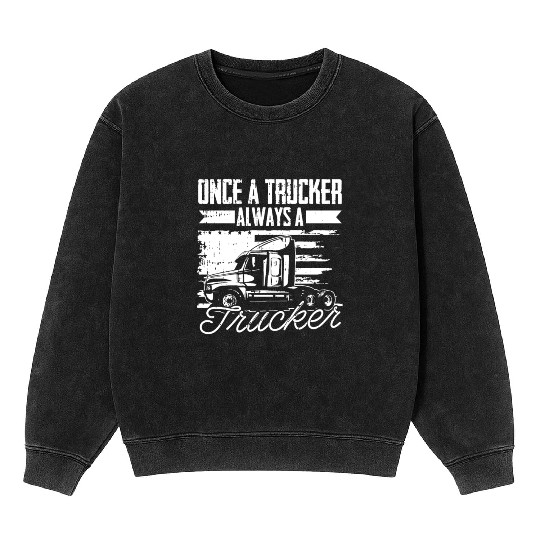 Truck Driver Us Flag Old Man Trucker Mineral Wash Sweatshirts