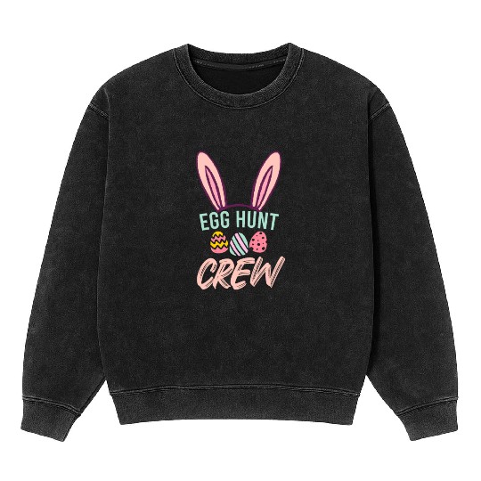 Egg Hunt Crew Funny Easter Day Mineral Wash Sweatshirts
