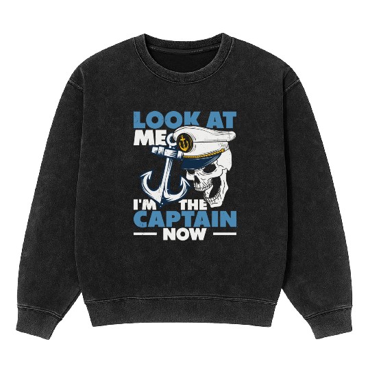 Captain Boat Lovers Fishermen Sailing Boating Mineral Wash Sweatshirts