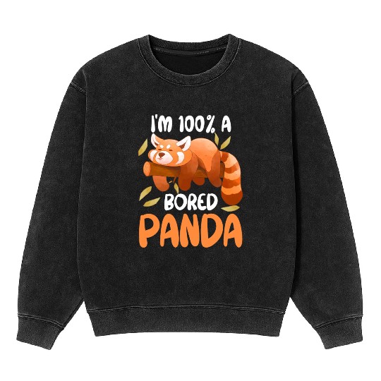 Red Panda Bored Cute Animal Lazy Animal Lover Mineral Wash Sweatshirts