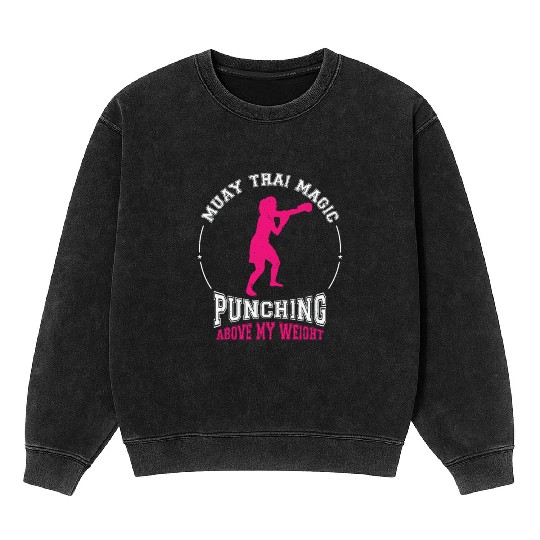 International Women's Day Muay Thai Girl Power Mineral Wash Sweatshirts