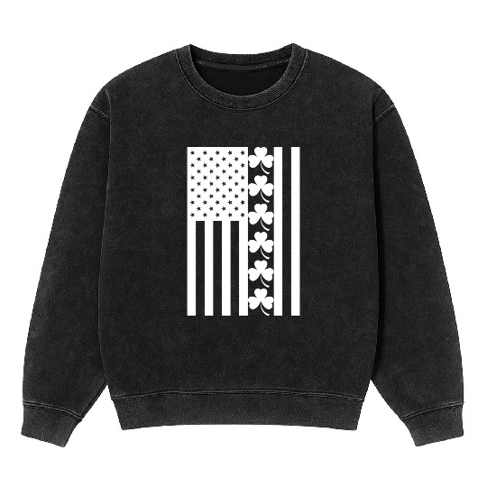 St Patricks Day American Flag Mineral Wash Sweatshirts