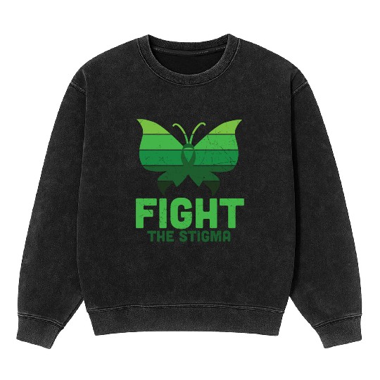 Fight The Stigma Butterfly Mental Health Mineral Wash Sweatshirts