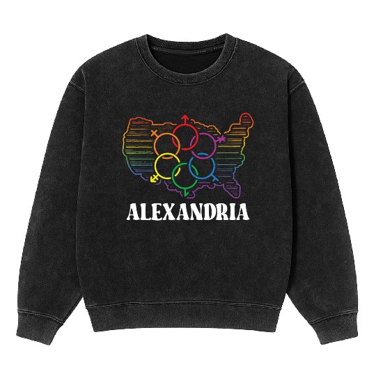 Alexandria Pride Month Pride Flag LGBT Community L Mineral Wash Sweatshirts