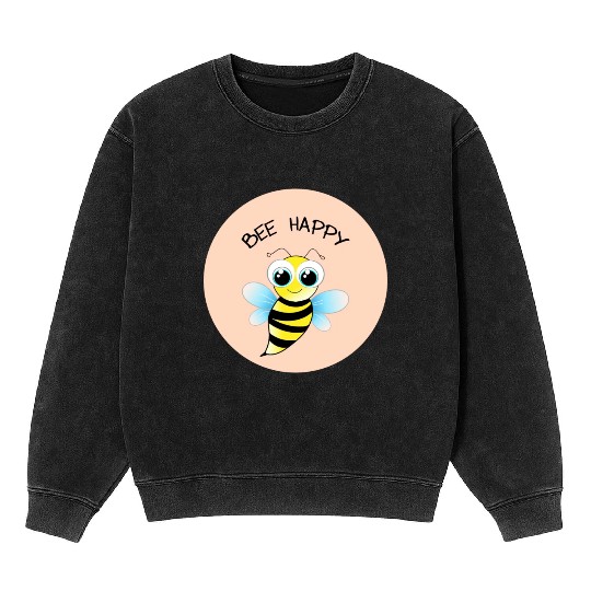 BEE HAPPY - MENTAL HEALTH STICKER Mineral Wash Sweatshirts