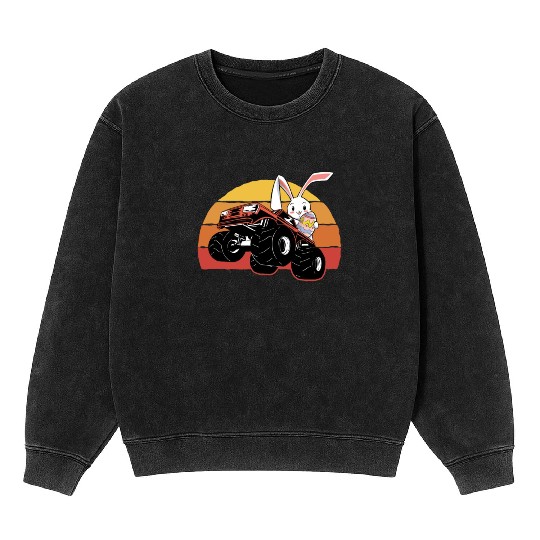 aster Rabbit Offroad Vehicles Truck Retro Mineral Wash Sweatshirts