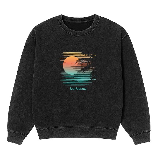 Artistic Barbados Palm Tree Vacation Souvenir Mineral Wash Sweatshirts