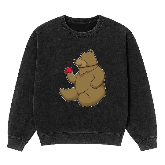 Bear Poker Poker Cards Mineral Wash Sweatshirts